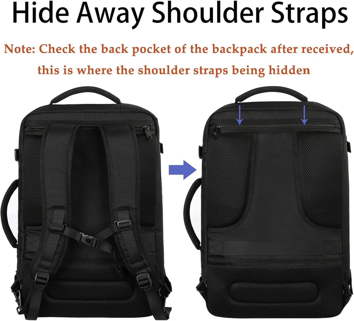 MATEIN Carry on Backpack for Airplanes, Expandable Travel Backpack Airline Approved with Hidden Shoulder Strap for Men Women, Lightweight Casual Daypack Bags for Travelling, Camping, Business