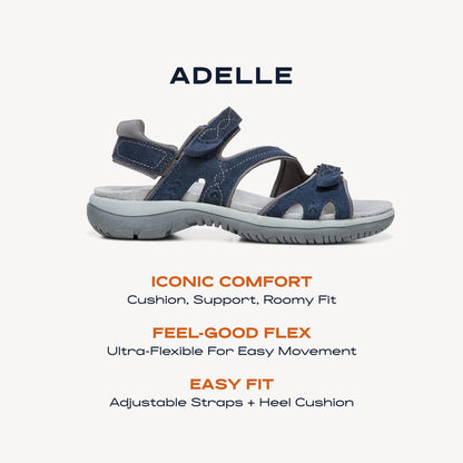 Dr. Scholl's Shoes Women's Adelle Sporty Adjustable Footbed Sandal,Elegant Navy Suede,9