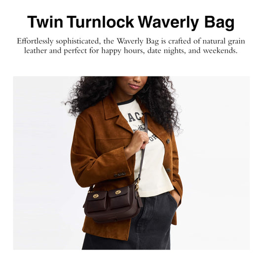 COACH The Originals Natural Grain Leather Twin Turnlock Waverly Bag
