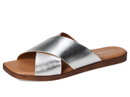 Seychelles Chai Metallic Leather Sandal - Sandals for Women - Lightweight Plastic Outsole - Criss Cross Design Silver 8.5 M