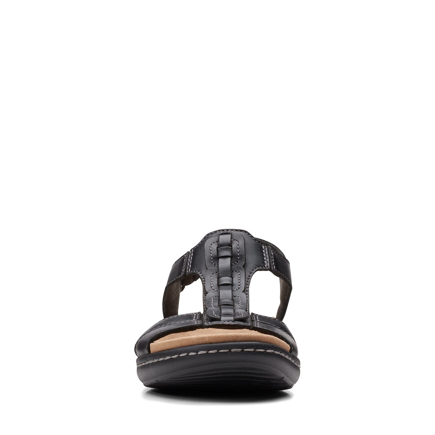 Clarks Women's Laurieann Kay Flat Sandal, Black Leather, 8.5 Wide