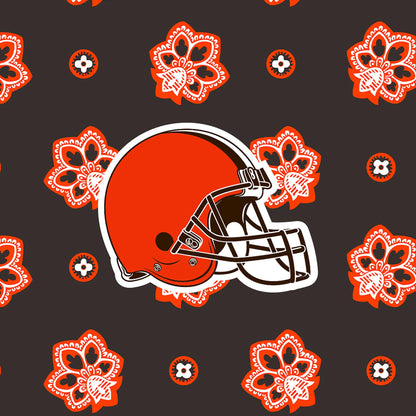 Vera Bradley Women's Recycled Lighten Up Nfl Large Car Tote (Multiple Teams Available), Clevelandbrownsonbrown/Orangebandana, One Size