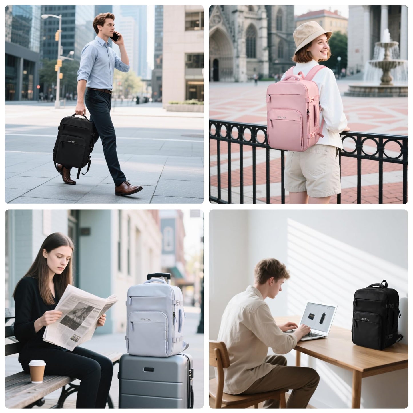 RealCool 15.6" Laptop Travel Backpack, TSA Flight Approved Carry On Daypack