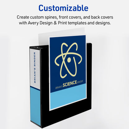 Avery Heavy-Duty View 3 Ring Binder, 3" One Touch EZD Rings, 670-Sheet Capacity, 3.5 Inch Wide Spine, Great for Home, School Supplies, Office, or Organization Needs, 1 White Binder (79193)