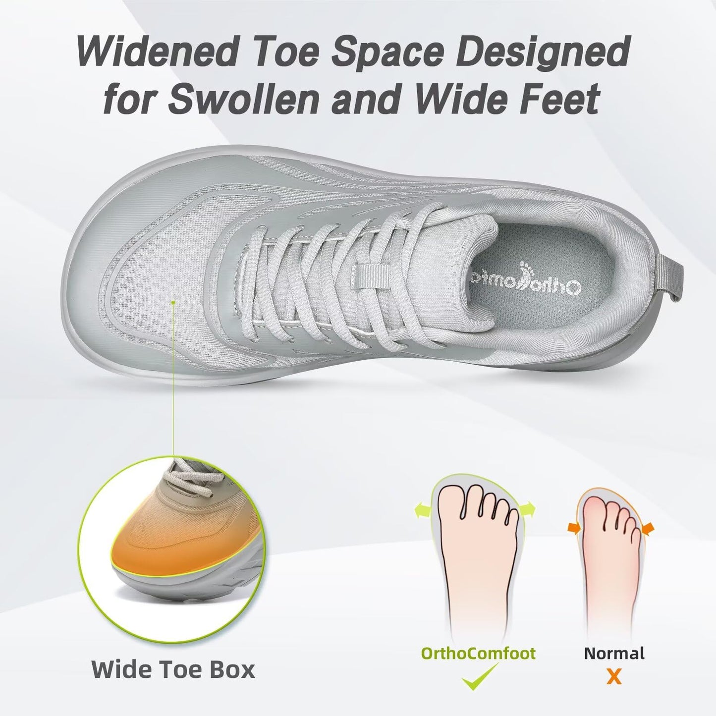 Women's Orthopedic Diabetic Wide Tennis Shoes: Comfortable Plantar Fasciitis Arch Support Orthotic Flat Feet Walking Shoes, Casual Neuropathy Outdoor Cycling Sports Tennis Sneakers Gray Size 10