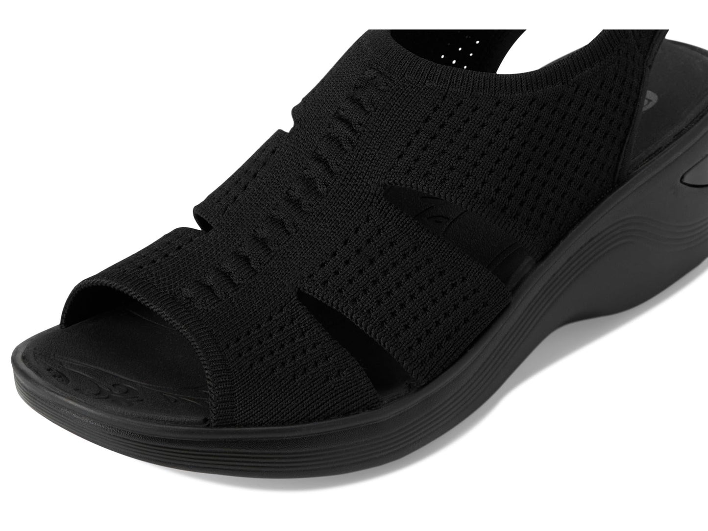 BZees Womens Double Up Sandal Black Knit 8.5 M