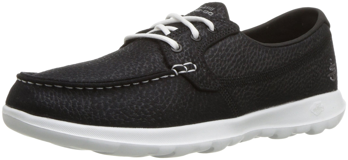 Skechers womens Go Walk Lite - Eclipse Boat Shoe, Black/White, 8.5 US