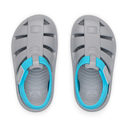 REEF Boys Sandals, Toddler/Little Kid Totally Beachin, Grey/Blue, 9