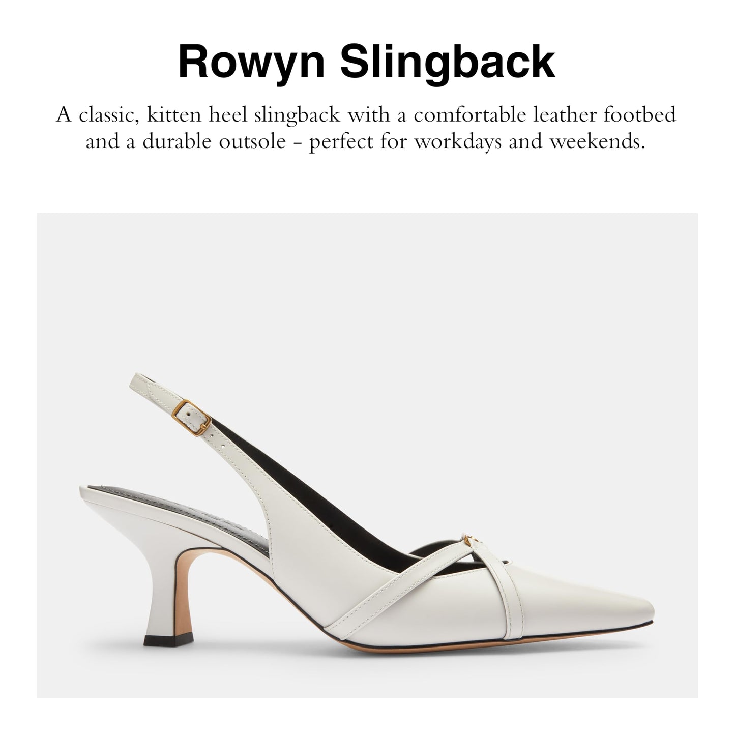 COACH Rowyn Leather Slingback Optic White 9 B