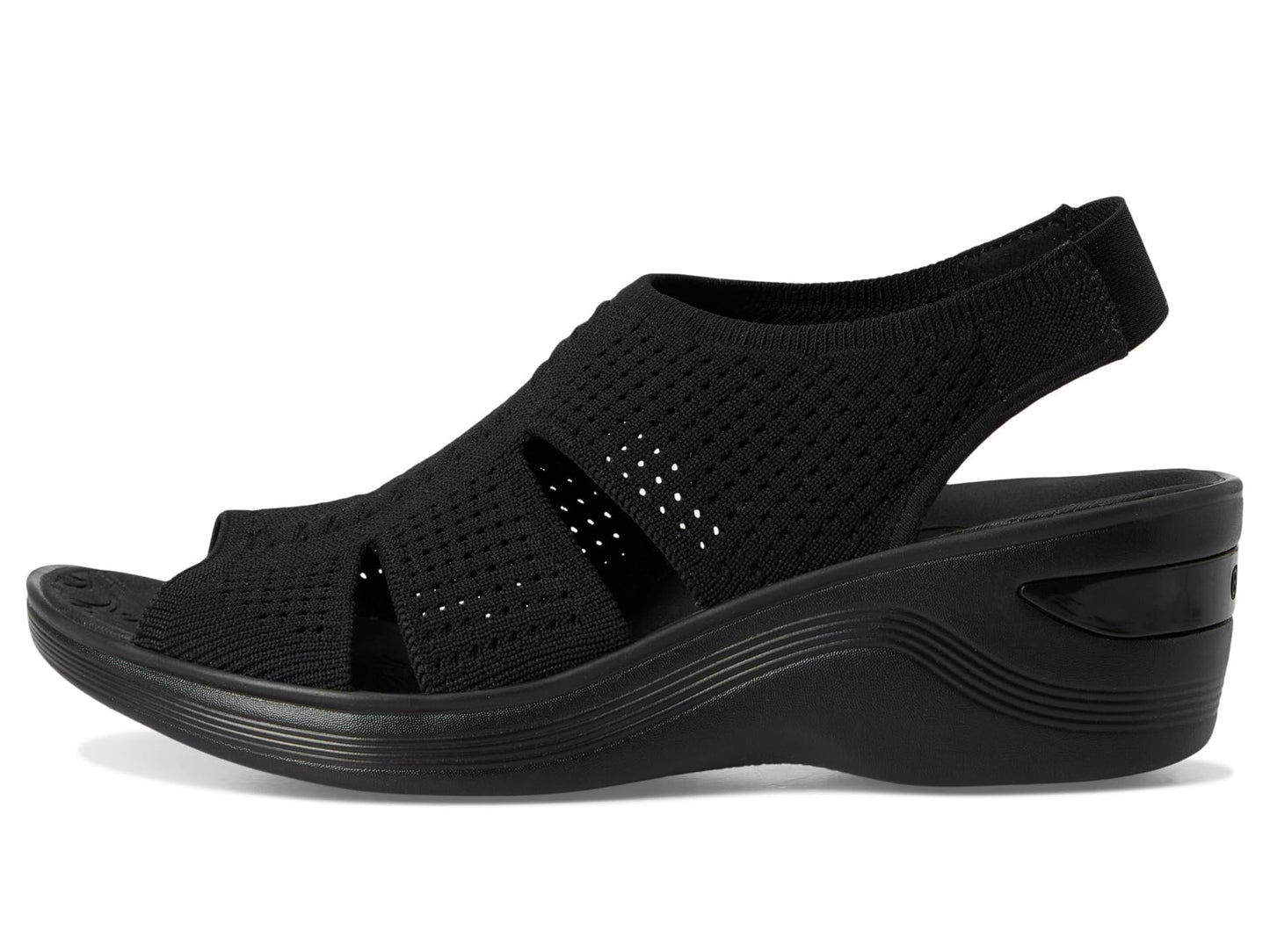 BZees Womens Double Up Sandal Black Knit 8.5 M