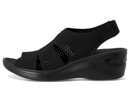 BZees Womens Double Up Sandal Black Knit 8.5 M
