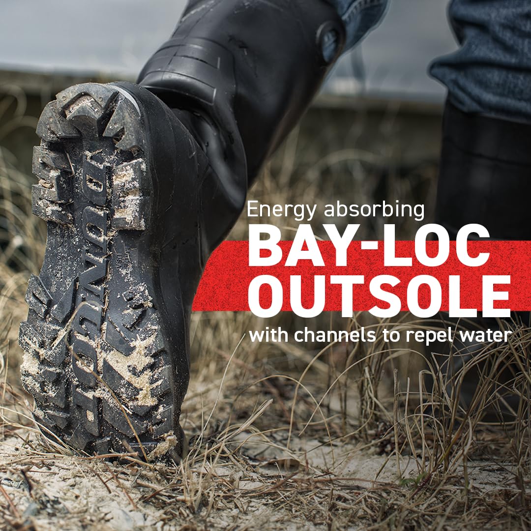 DUNLOP Chesapeake Rubber Boots with Steel Toe for Men & Women – PVC - Waterproof Work boots - Lightweight Garden, Rain & Fishing Boots - Safety boots with Wide Calf – Black – Size 3–15