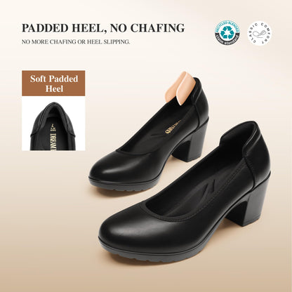DREAM PAIRS Women's Chunky Closed Toe Low Block Heels Work Pumps Comfortable Round Toe Dress Wedding Shoes Nereida,Size 8,Black,SDPU2230W