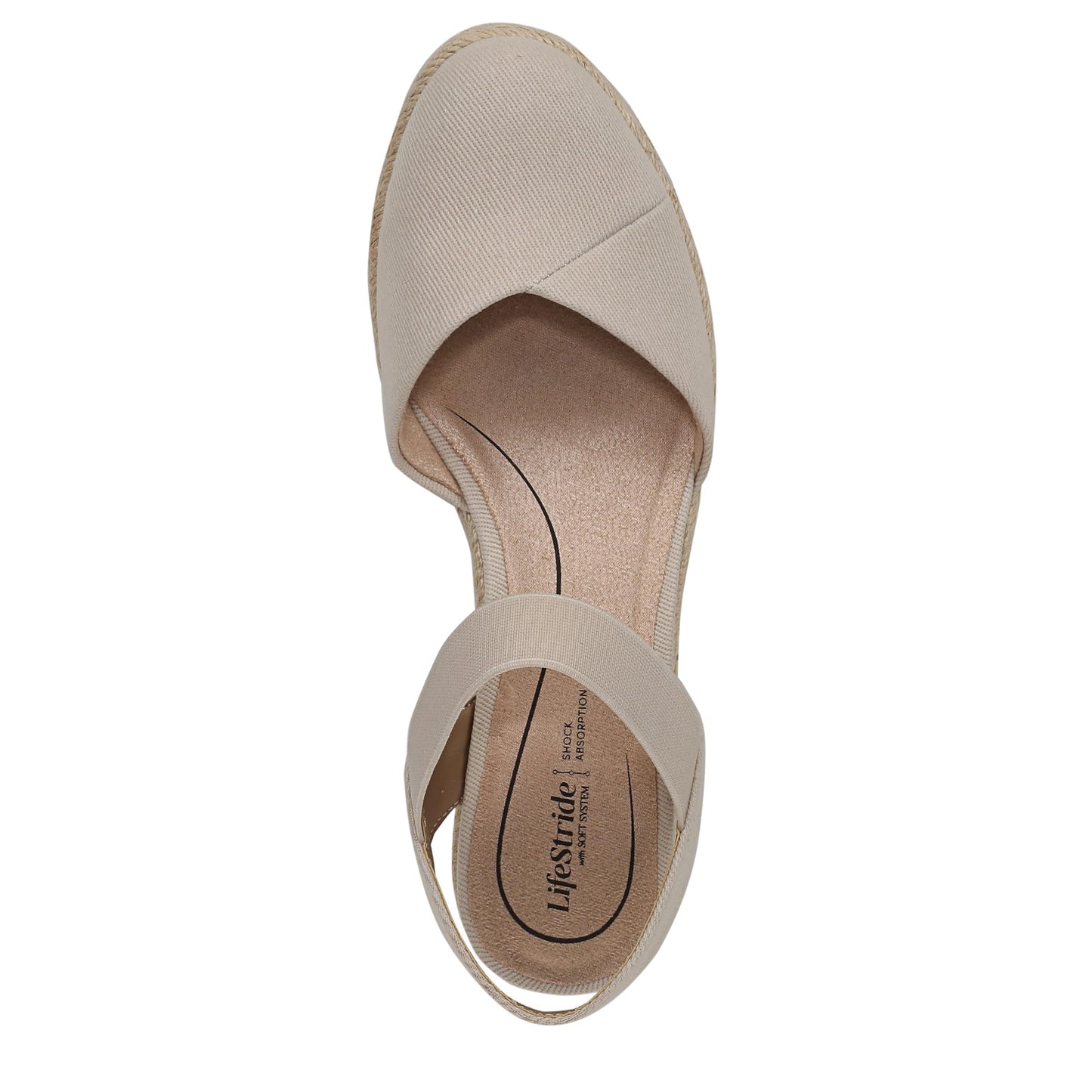 LifeStride Womens Kimmie Wedge Espadrilles Almond Milk 9.5 W