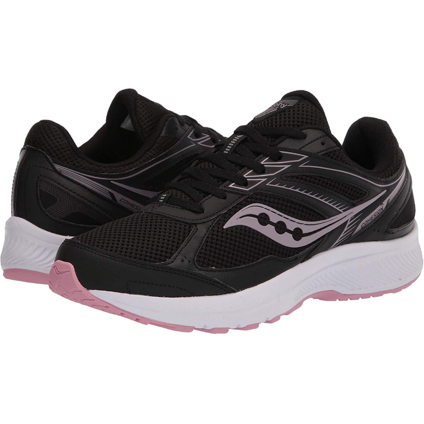 Saucony Women's Cohesion 14 Running Shoe, Black/Pink, 6 Wide