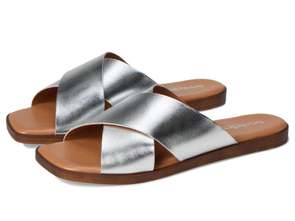 Seychelles Chai Metallic Leather Sandal - Sandals for Women - Lightweight Plastic Outsole - Criss Cross Design Silver 8.5 M