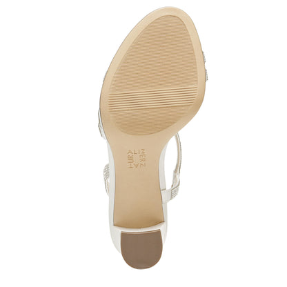 Naturalizer Womens Vanessa2 Rhinestone Embellished Strappy Heeled Sandal ,White Satin ,8W