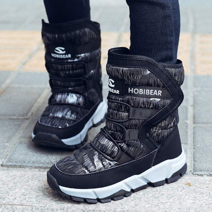GUBARUN Boys Snow Boots Kids Outdoor Warm Shoes Waterproof (Black1, 7)