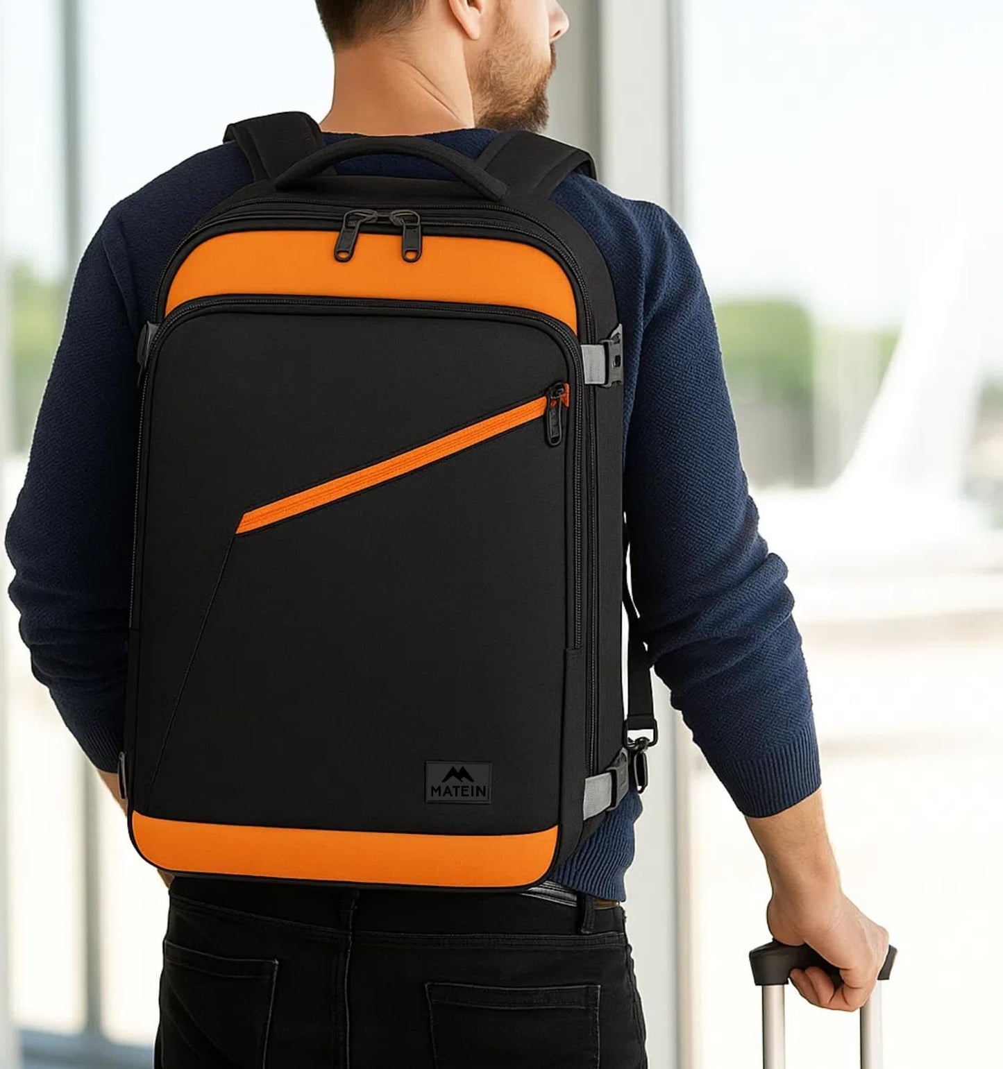 MATEIN Carry on Backpack for Airplanes, Expandable Travel Backpack Airline Approved with Hidden Shoulder Strap for Men Women, Lightweight Casual Daypack Bags for Travelling, Camping, Business
