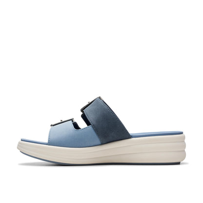 Clarks Womens's Drift Buckle Slide Sandal, Denim Combi, 7 Medium US