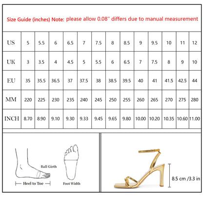 Modatope Gold Womens Sandals Square Open Toe Block High Heels Strappy Ankle Strap Sandals Comfort Dress Party Shoes Size 8.5