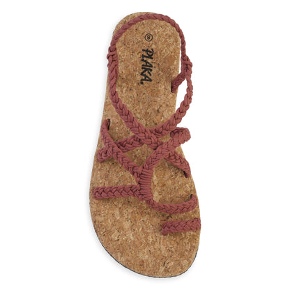 Plaka Nova Barefoot Sandals for Women – Zero Drop Minimalist Walking Sandals with Wide Toe Box, 8mm Thin Sole, Lightweight & Comfortable Fit, Adjustable Straps, Vegan Friendly, Rust, Size 8
