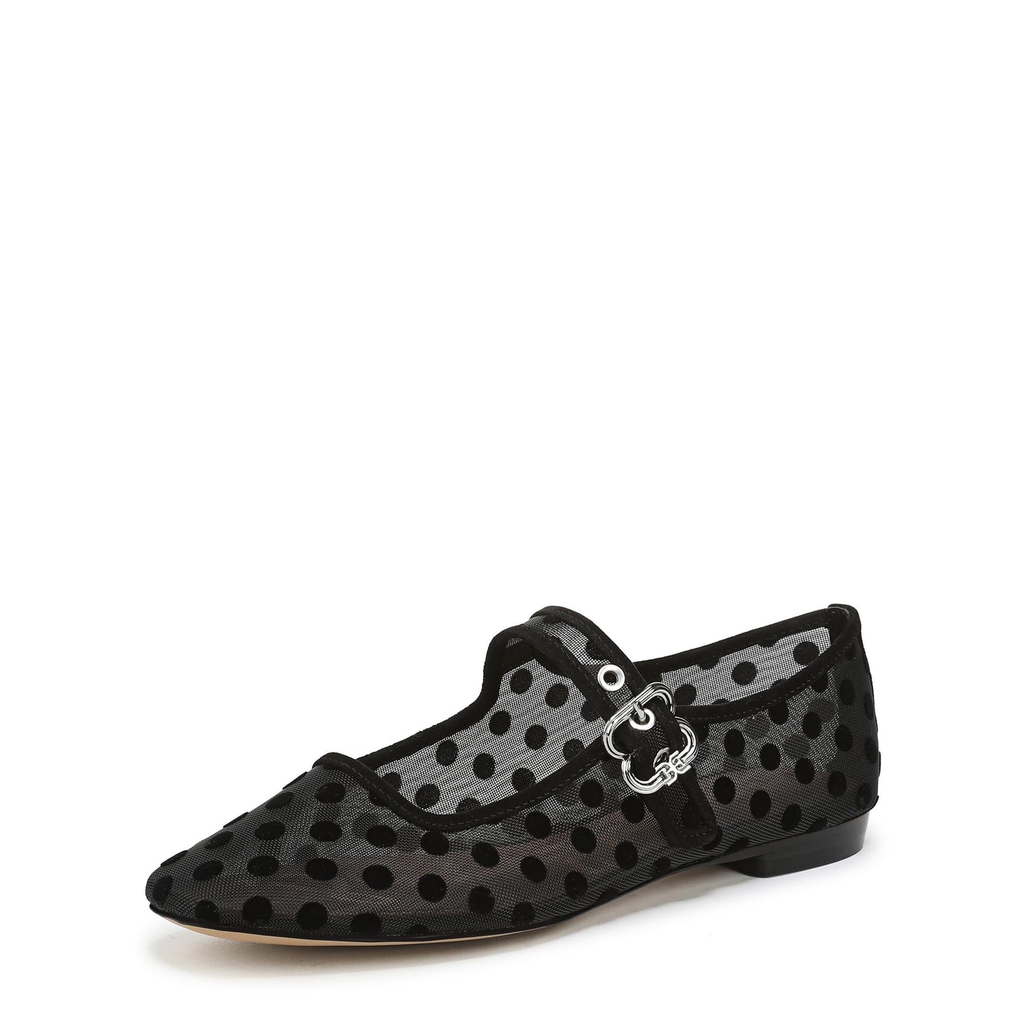 Sam Edelman Women's Michaela Mary Jane Flat Black Polka Dot Mesh