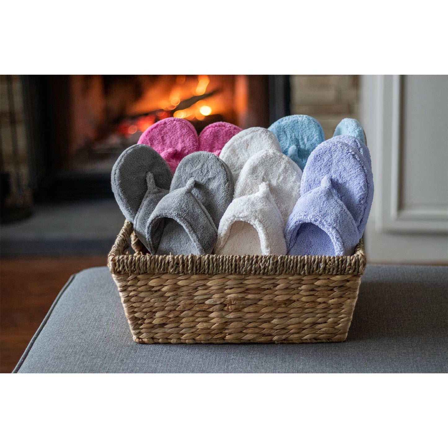 Acorn Women's Spa Thong Slippers with Cloud Contour Comfort - Arch Support and Plush Fluffy Terry Lining, Perfect for Beach, Camping, Poolside, or Bathroom Wear, Black, 8 - 9