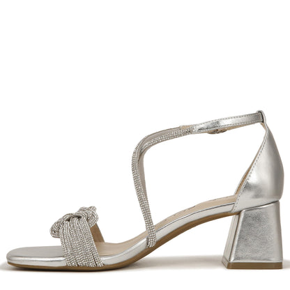 LifeStride Womens Captivate Strappy Block Heel Dress Sandals Silver 10 W
