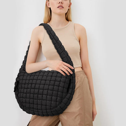 Juoxeepy Quilted Tote Bag Large Quilted Carryall Puffer Shoulder Bag Lightweight Puffy Padding Hobo Bags Puffy Bags