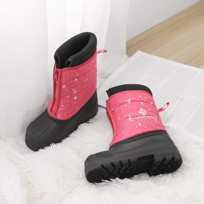 DREAM PAIRS Unisex Snow Waterproof Winter Boots,Fuchsia/Multi,13 Little Kid