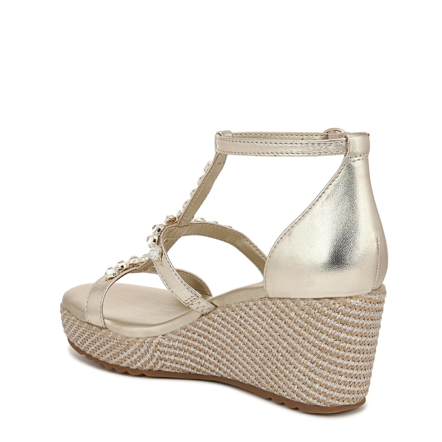 Naturalizer Womens Serena Strappy Wedge Sandal Champagne Metallic 8 M