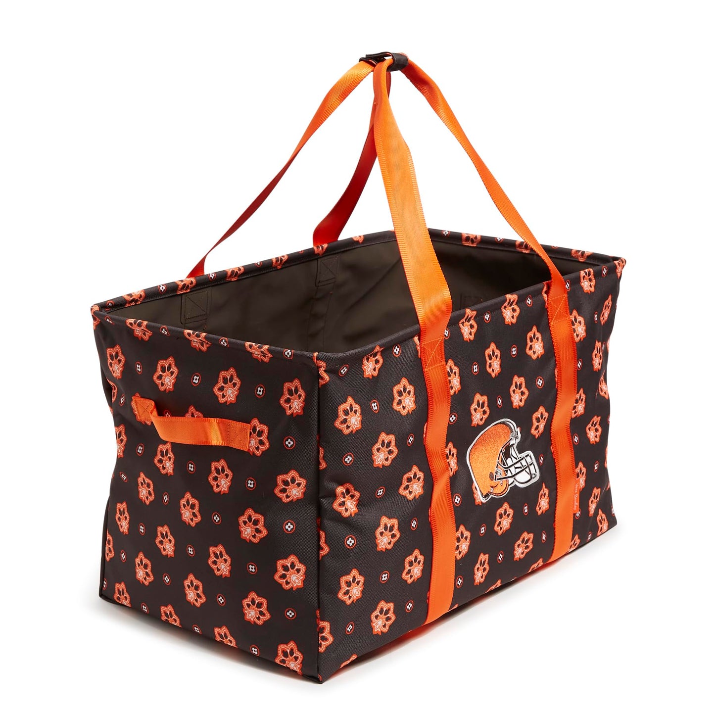 Vera Bradley Women's Recycled Lighten Up Nfl Large Car Tote (Multiple Teams Available), Clevelandbrownsonbrown/Orangebandana, One Size