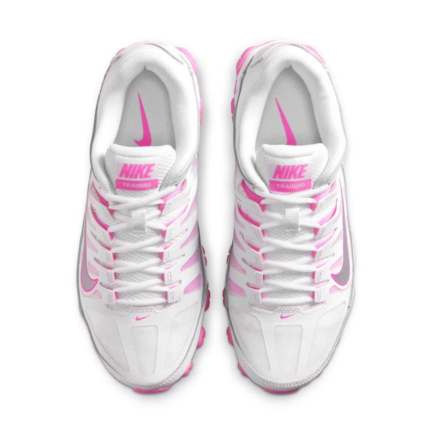 Nike Women's Reax 8 Trainer, White/Metallic Silver-Playful Pink, 9.5