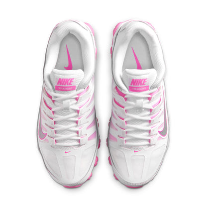 Nike Women's Reax 8 Trainer, White/Metallic Silver-Playful Pink, 9.5
