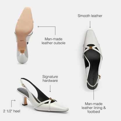 COACH Rowyn Leather Slingback Optic White 9 B