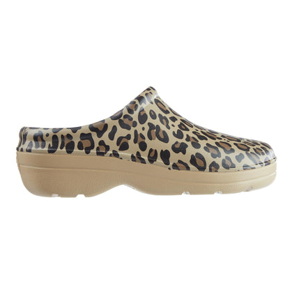 totes Women's Everywear Lightweight Waterproof Bailey Garden Clog, Leopard, 10 US