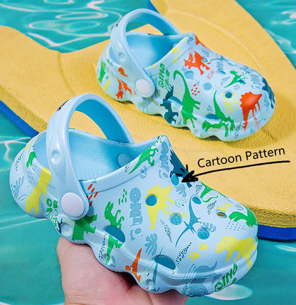 INMINPIN Kids Cute Clogs Cartoon Garden Shoes Boys Girls Slides Slippers Indoor Outdoor Children Water Shower Beach Pool Sandals,Sky Blue,12-12.5 Little Kids,Kids