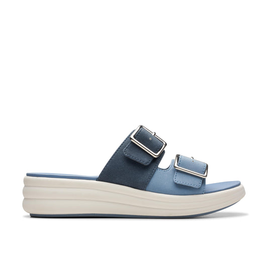Clarks Womens's Drift Buckle Slide Sandal, Denim Combi, 7 Medium US