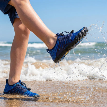 Scurtain Water Shoes for Kids Boys Girls Quick Dry Barefoot Boys Girls Kids Water Shoes Beach Sports Swim Pool for Little Big Kid Navy/Shark Size 6.5