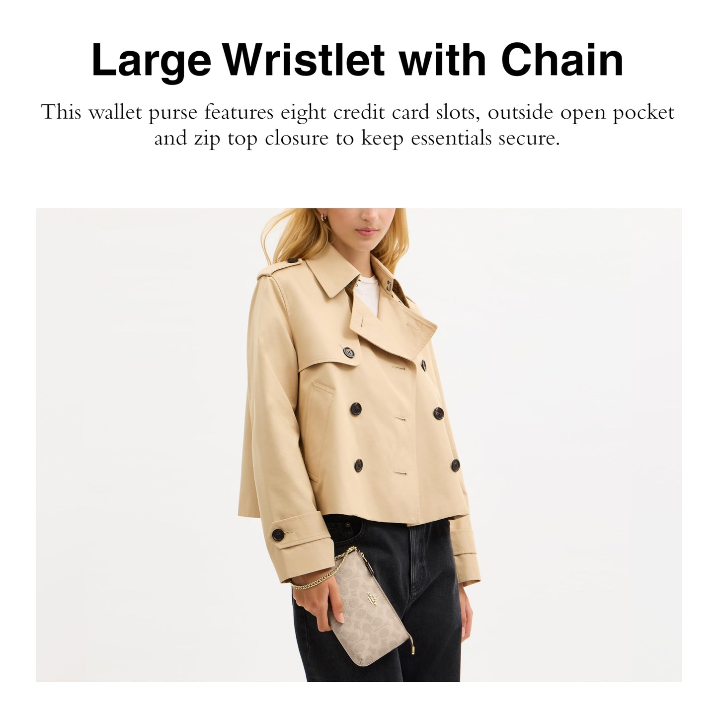 Coach Large Wristlet with Chain