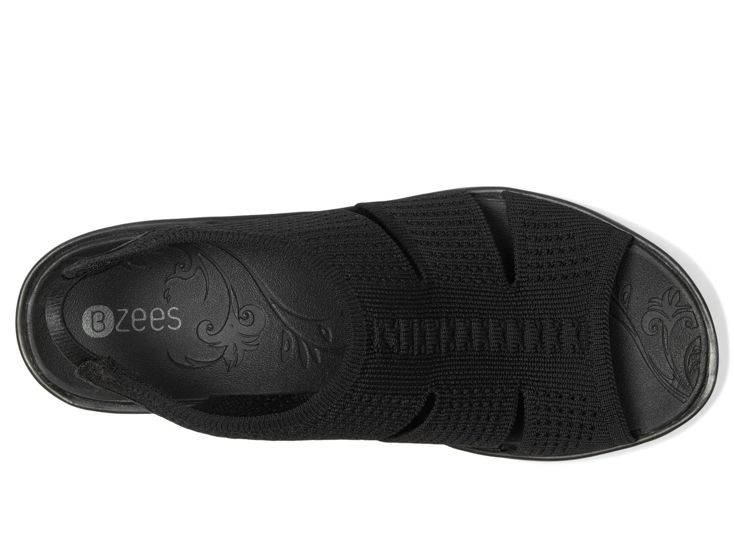 BZees Womens Double Up Sandal Black Knit 8.5 M