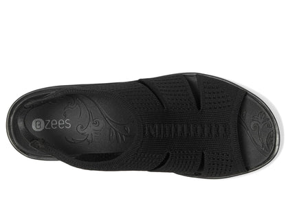 BZees Womens Double Up Sandal Black Knit 8.5 M