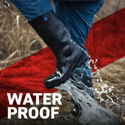 DUNLOP Chesapeake Rubber Boots with Steel Toe for Men & Women – PVC - Waterproof Work boots - Lightweight Garden, Rain & Fishing Boots - Safety boots with Wide Calf – Black – Size 3–15