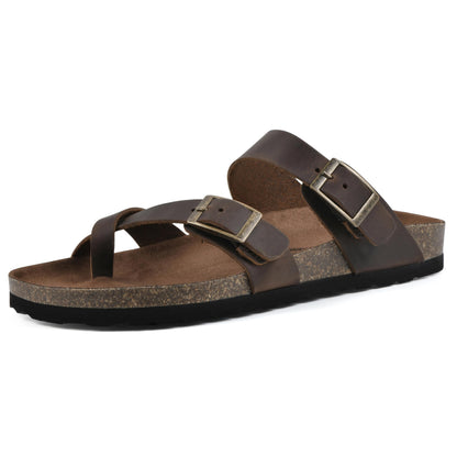 WHITE MOUNTAIN Shoes Gracie Women's Flat Sandal, Brown/Leather, 9 M