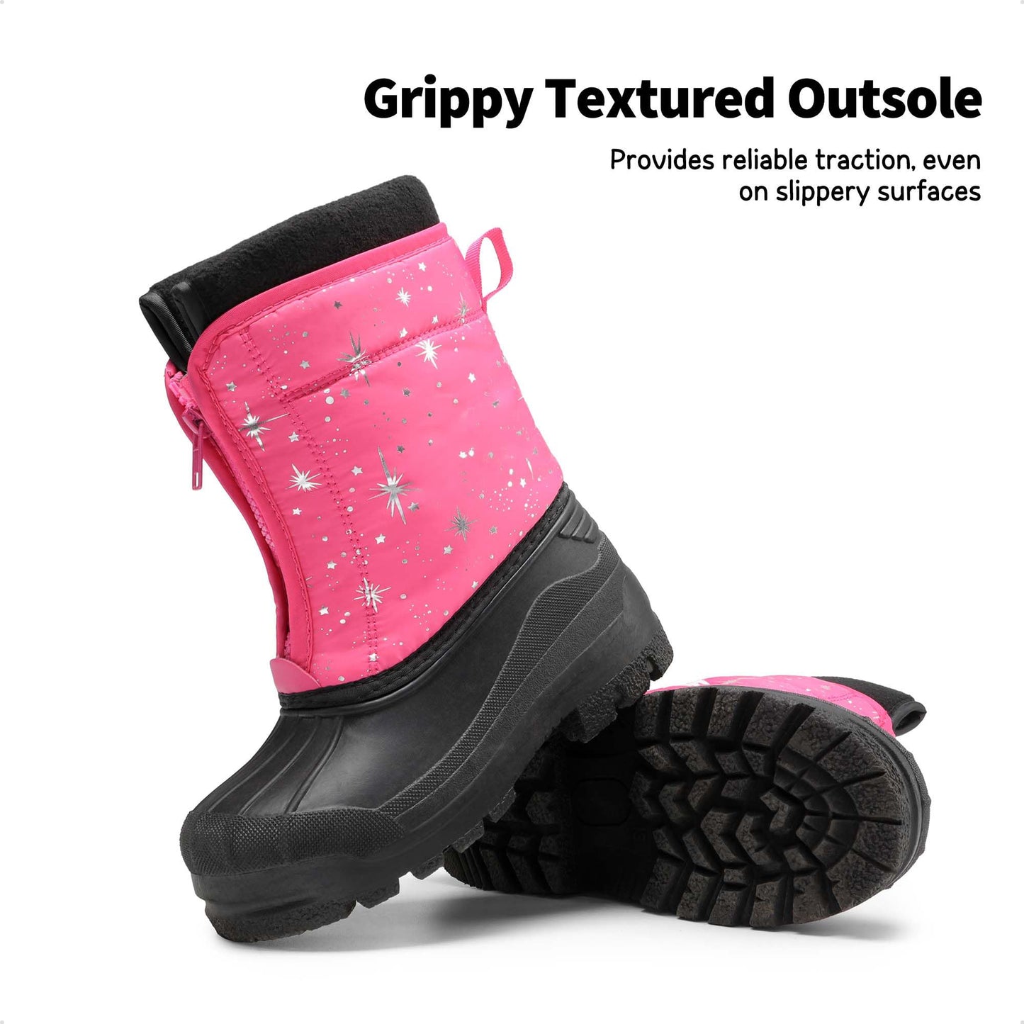 DREAM PAIRS Unisex Snow Waterproof Winter Boots,Fuchsia/Multi,13 Little Kid