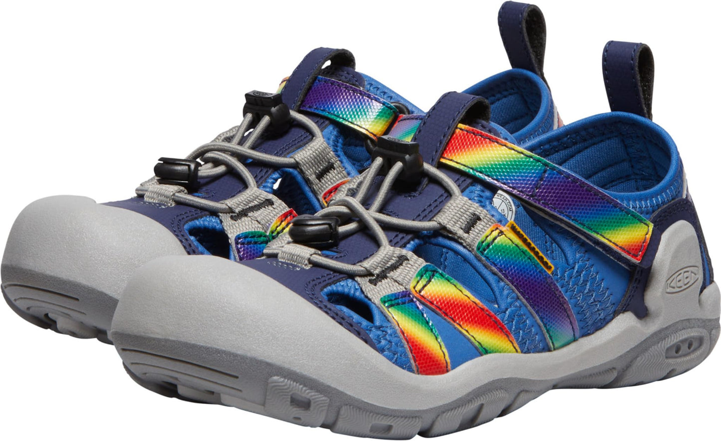 KEEN Kids' Knotch Creek Casual Comfortable Sandals, Bright Cobalt/Rainbow Tie Dye, 5 Big Kid US