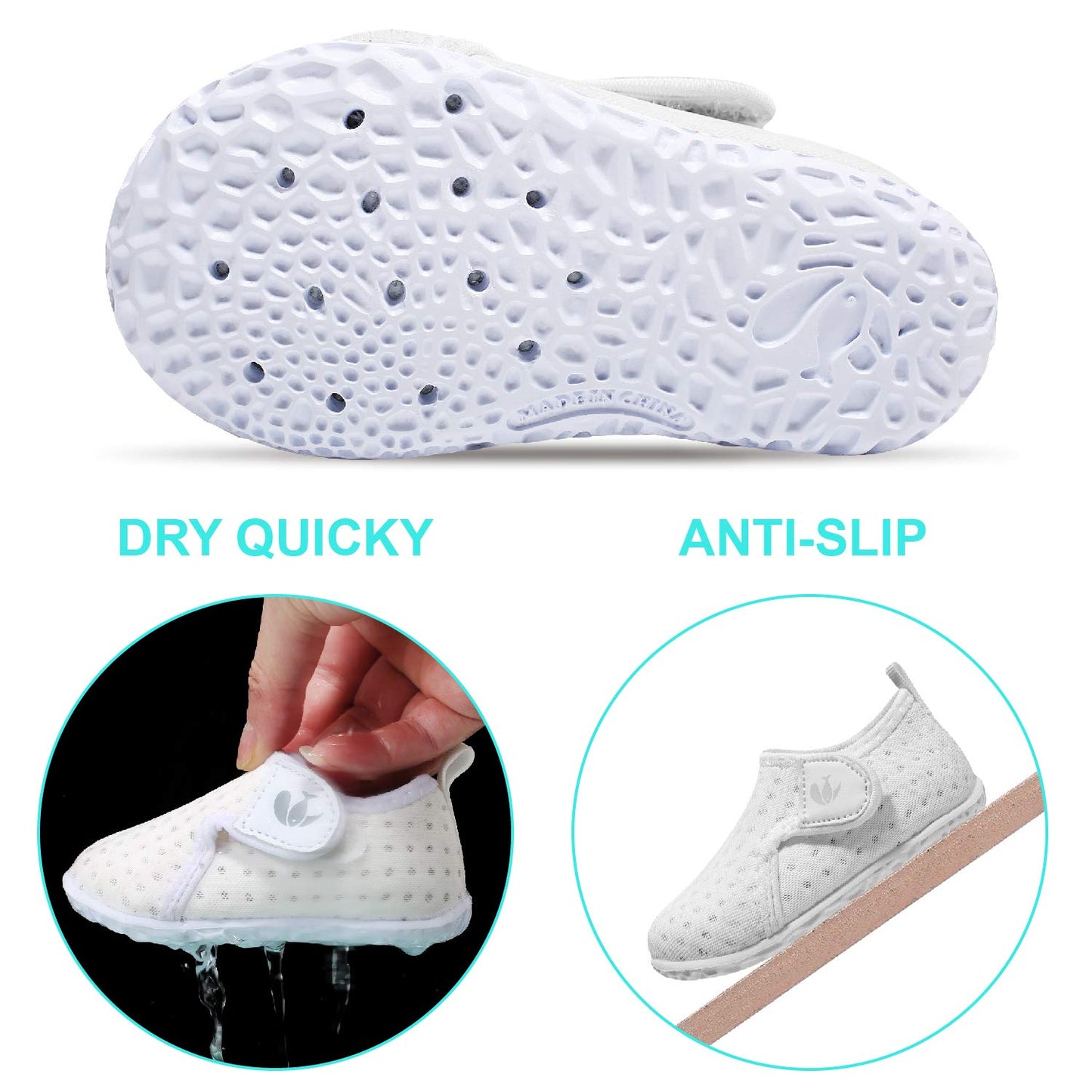 FEETCITY Water Shoes Quick Dry Barefoot Aqua Socks Swim Surf Pool Beach Yoga Shoe for Baby Boys and Girls White 6-12 Months Infant