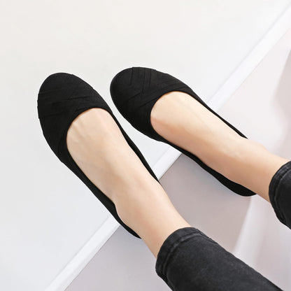 Ataiwee Women's Wide Width Flats Shoes - Casual Comfortable Round Toe Plus Size Ballet Shoes.(1910002-8, BK/MF 8.5 W) Black