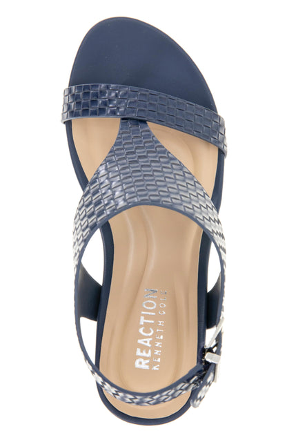 Kenneth Cole Reaction Women's Greatly Thong Sandal, Navy Woven, 9